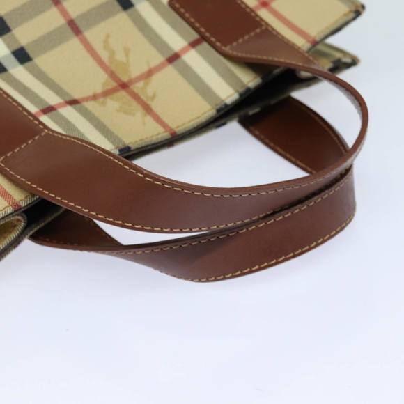 BURBERRY Nova Check Hand Bag PVC Leather Beige Auth yk13701 - Picture 7 of 16